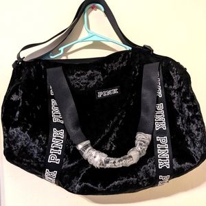 VS PINK VARSITY VELVET MINI DUFFLE BAG